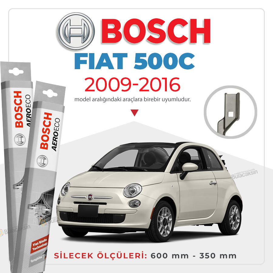 Fiat 500C Muz Silecek Takımı (2009-2016) Bosch Aeroeco