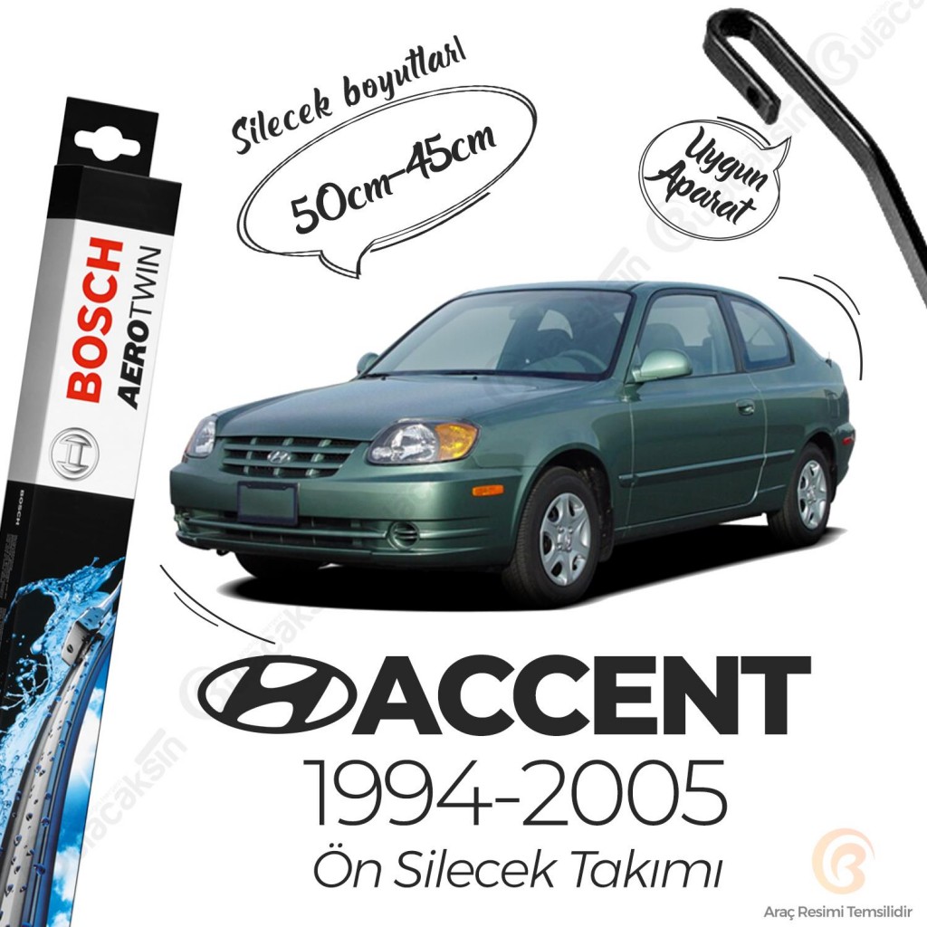 Hyundai Accent Muz Silecek Takımı (1994-2005) Bosch Aerotwin