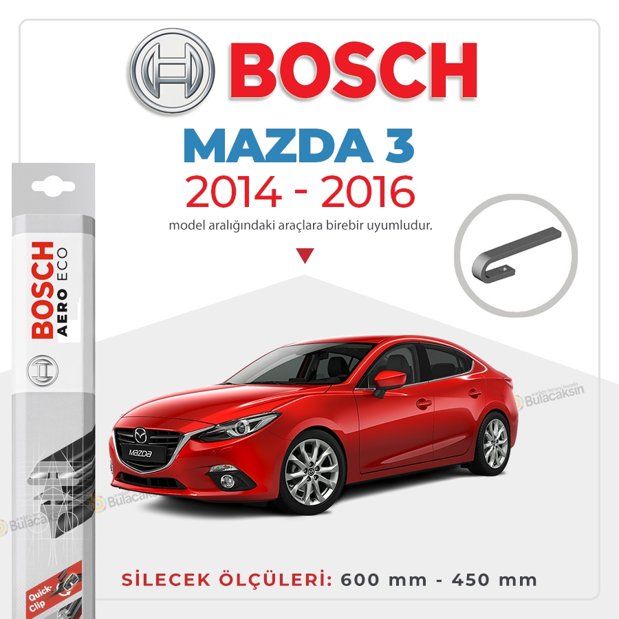 Mazda 3 Sedan Muz Silecek Takımı (2014-2016) Bosch Aeroeco