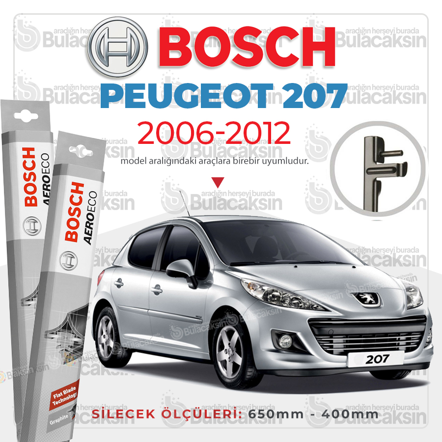 Peugeot 207 Muz Silecek Takımı (2006-2012) Bosch Aeroeco