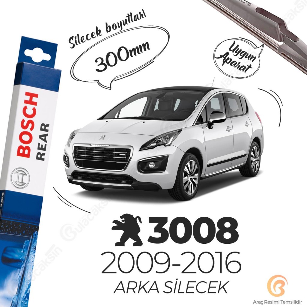 Peugeot 3008 Arka Silecek (2009 - 2016) Bosch Rear H301