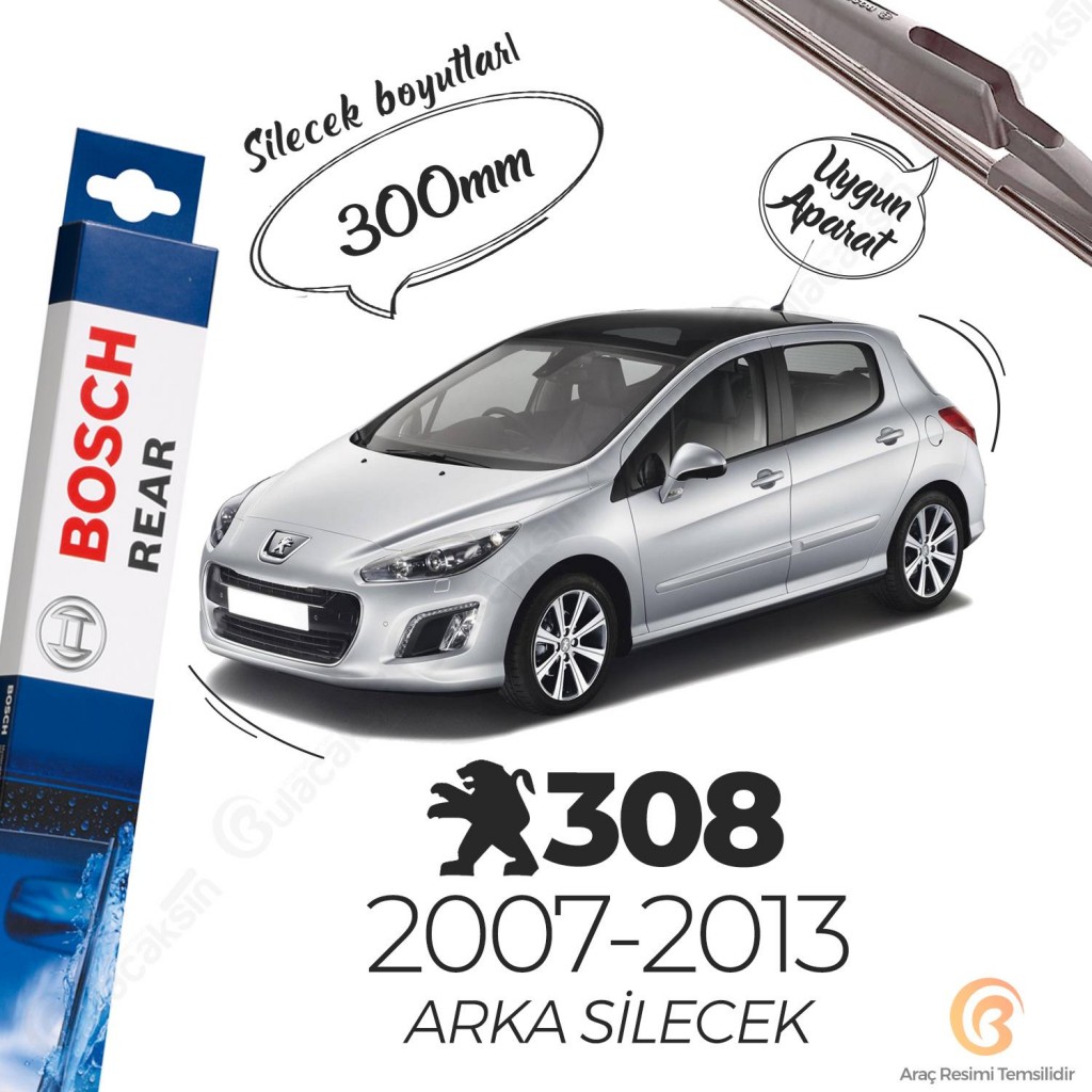 Peugeot 308 Arka Silecek (2007-2013) Bosch Rear H301