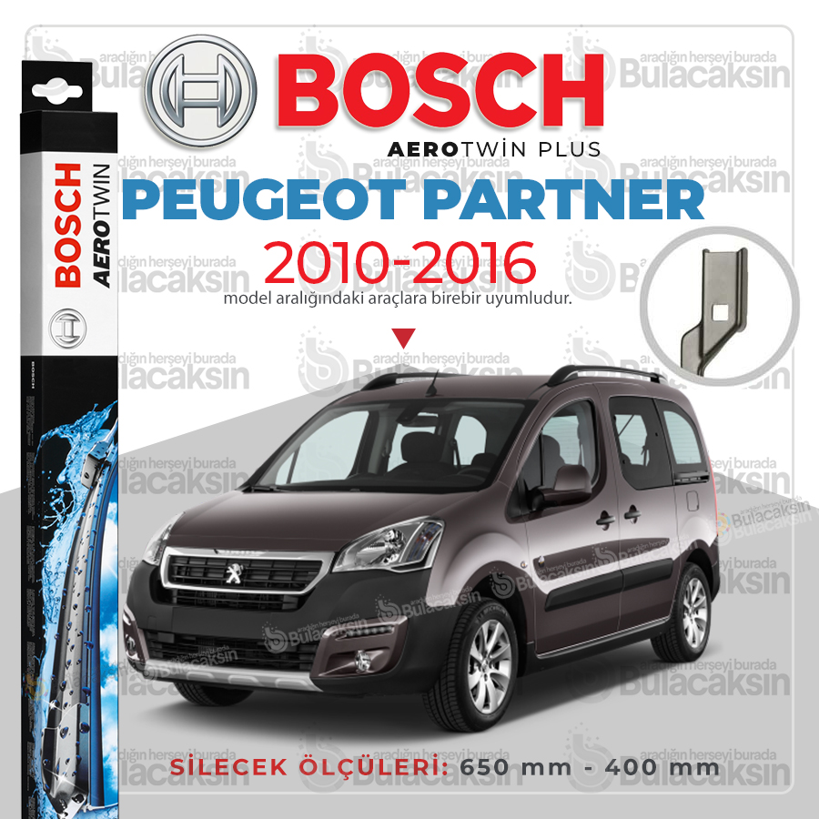 Peugeot Partner Tepee Muz Silecek Takımı (2010-2016) Bosch Aerotwin