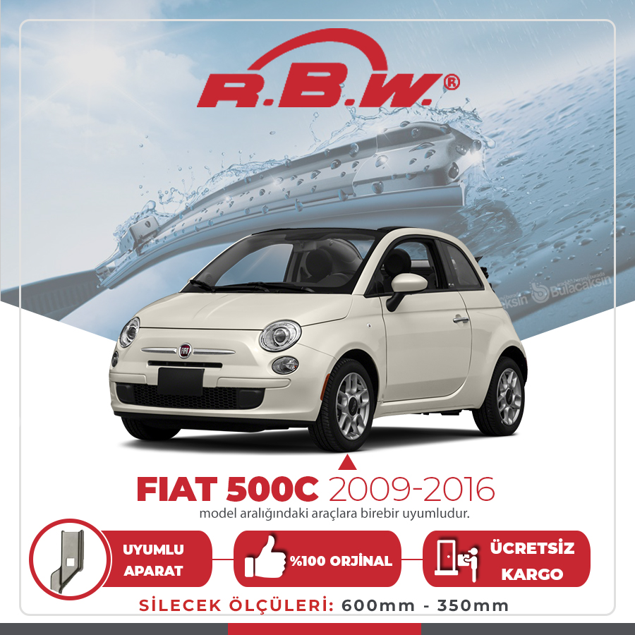 Rbw Fiat 500C 2009 - 2016 Ön Muz Silecek Takımı