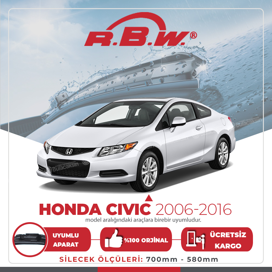Rbw Honda Civic Sedan 2006 - 2015 Ön Muz Silecek Takımı