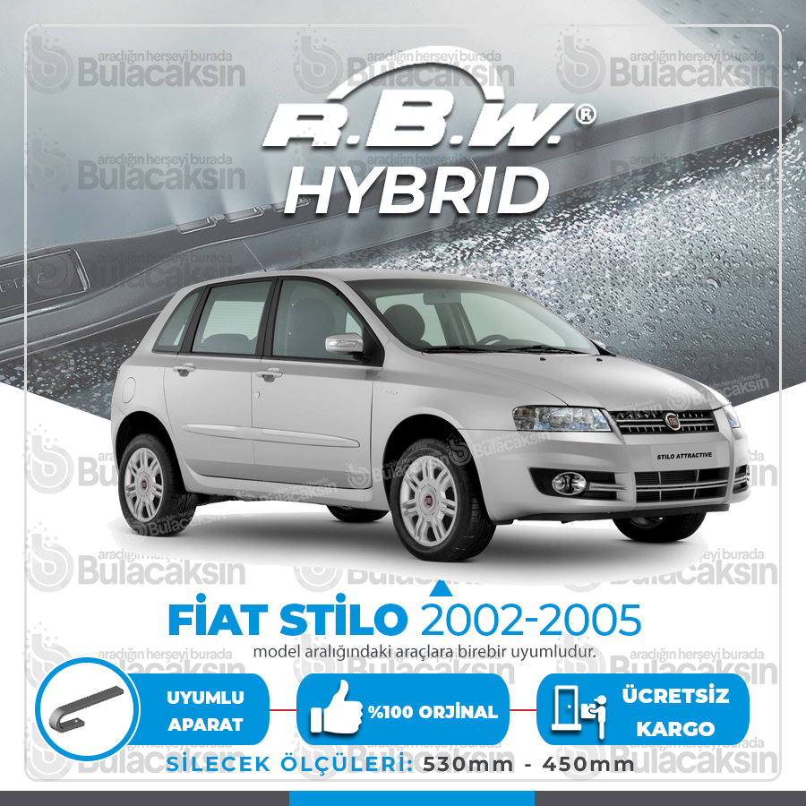 Rbw Hybri̇d Fiat Stilo 2002 - 2005 Ön Silecek Takımı - Hibrit