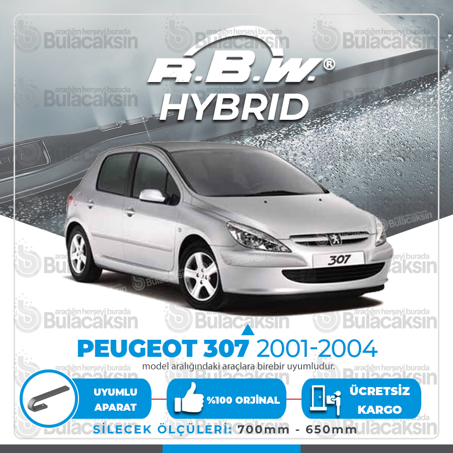Rbw Hybri̇d Peugeot 307 2001 - 2004 Ön Silecek Takımı - Hibrit