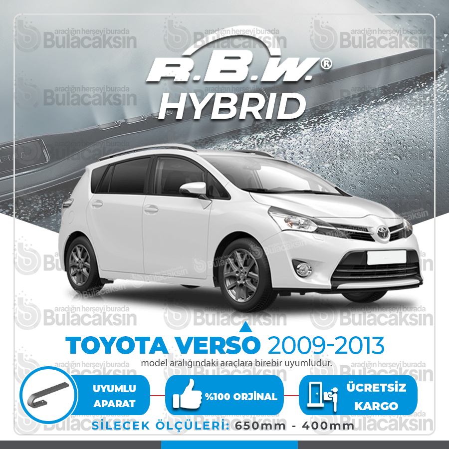 Rbw Hybri̇d Toyota Verso 2009 - 2013 Ön Silecek Takımı - Hibrit