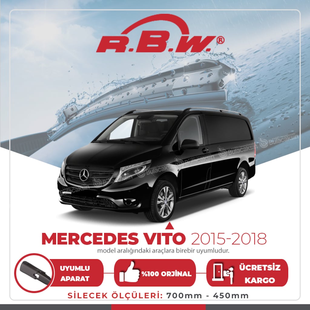 Rbw Mercedes Vito 2015 - 2018 Ön Muz Silecek Takımı