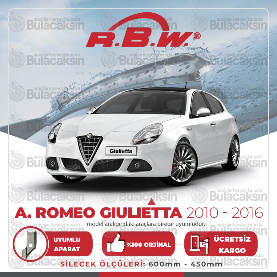 Rbw Ön Muz Silecek Takımı 2010-2016 Alfa Romeo Giulietta Ile Uyumlu