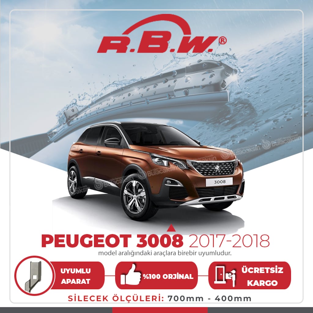 Rbw Peugeot 3008 2017 - 2019 Ön Muz Silecek Takımı