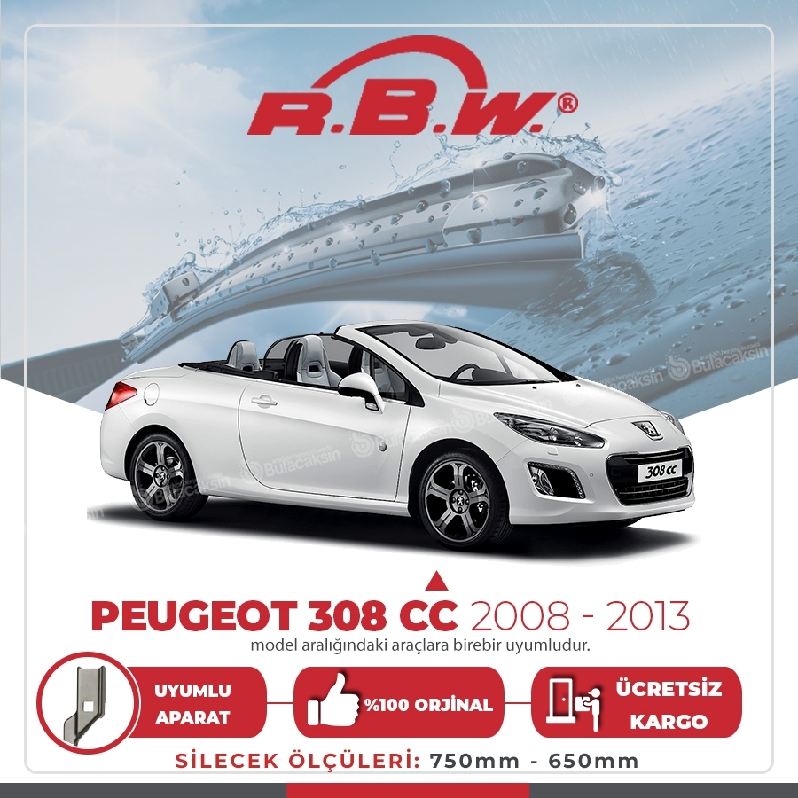 Rbw Peugeot 308 Cc 2009 - 2013 Ön Muz Silecek Takımı