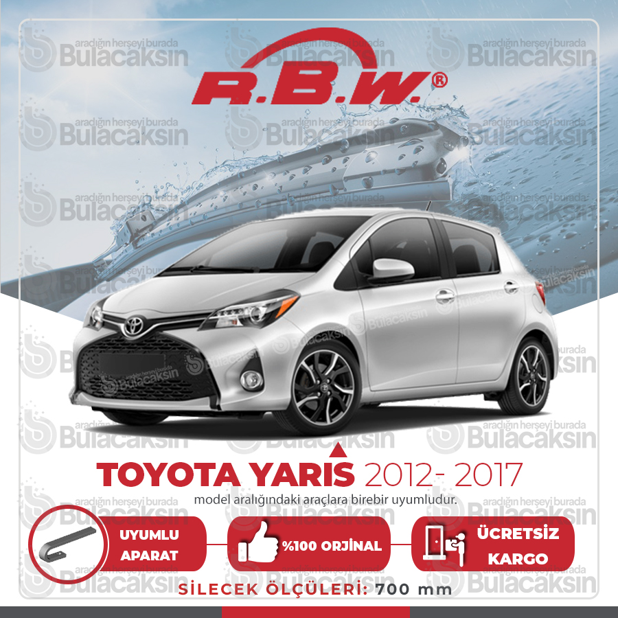 Rbw Toyota Yaris 2012 - 2017 Ön Muz Silecek Takımı