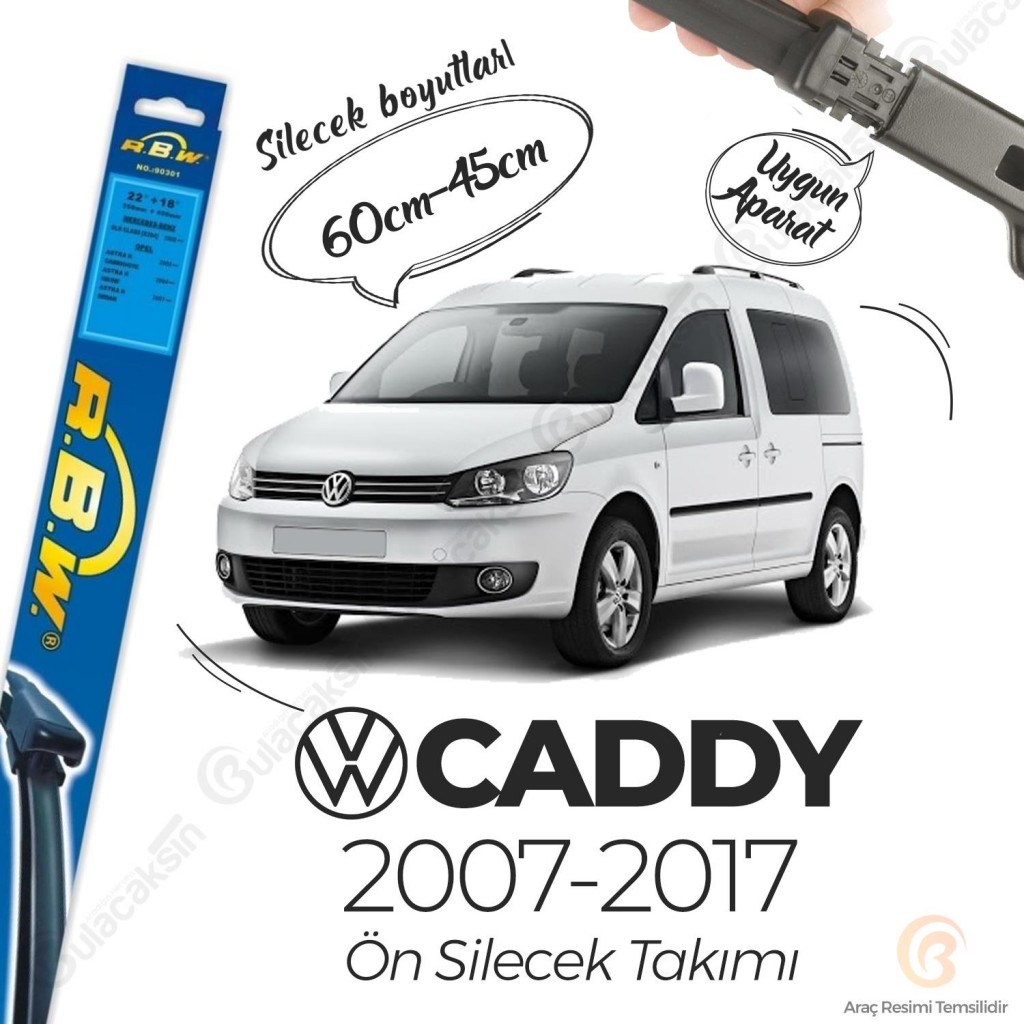 Rbw Volkswagen Caddy 2007 - 2017 Ön Muz Silecek Takımı