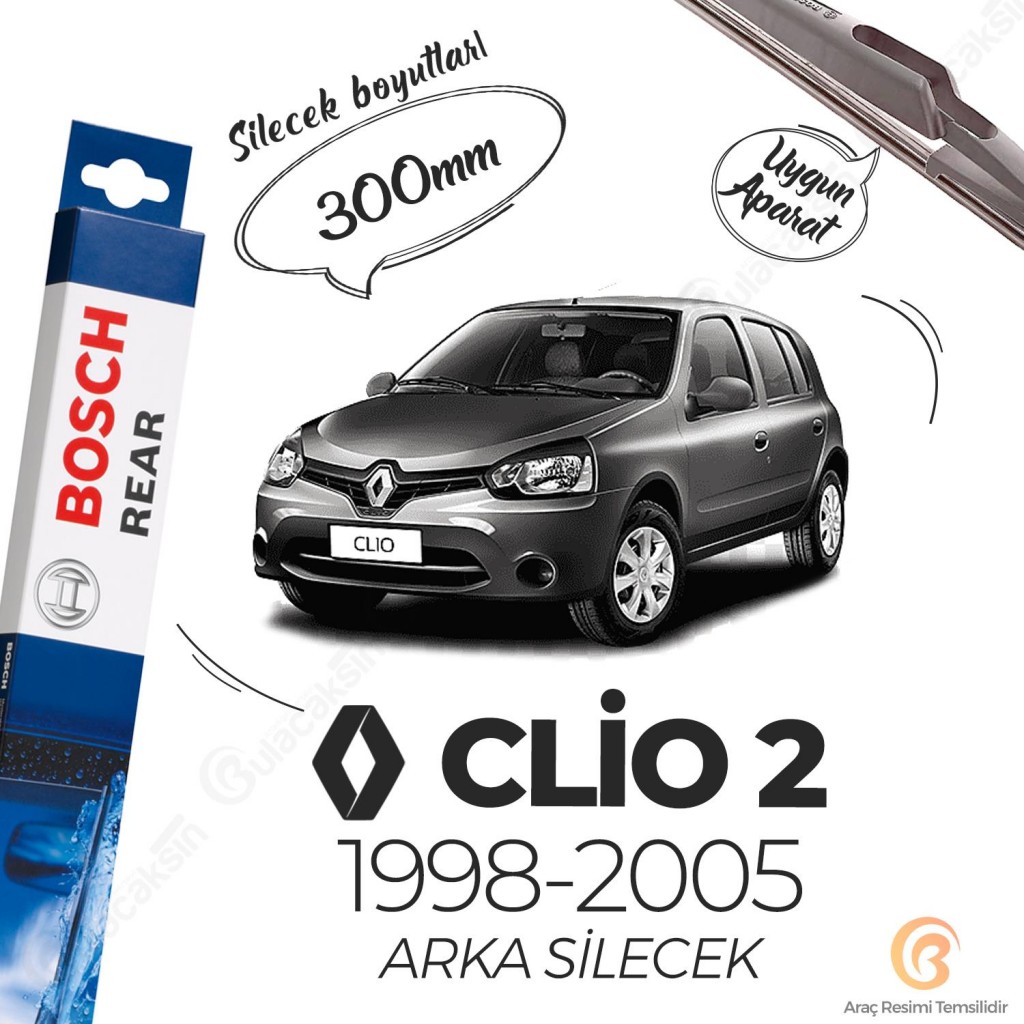 Renault Clio 2 Arka Silecek (1998 - 2005) Bosch Rear H301