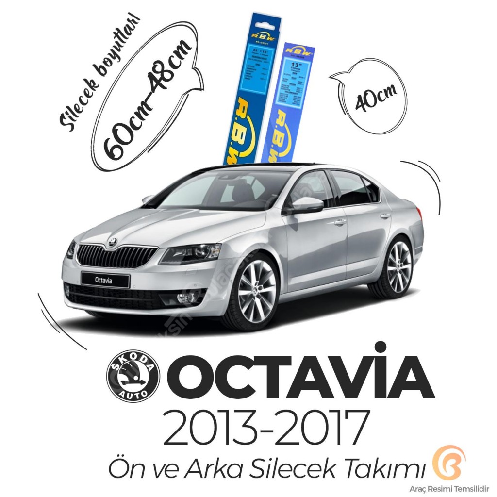 Skoda Octavia Ön Ve Arka Silecek Seti (2013-2017) Rbw