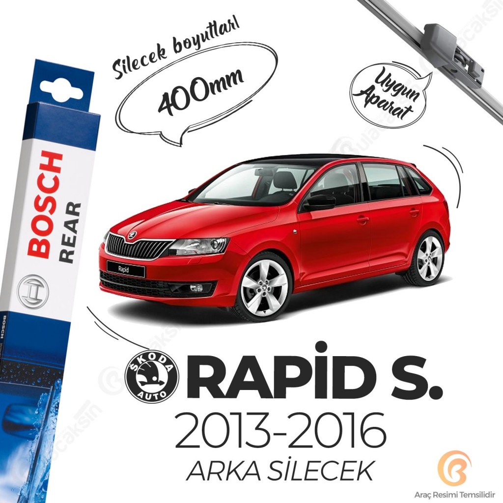 Skoda Rapid Spaceback Arka Silecek (2013 - 2016) Bosch Rear A403H