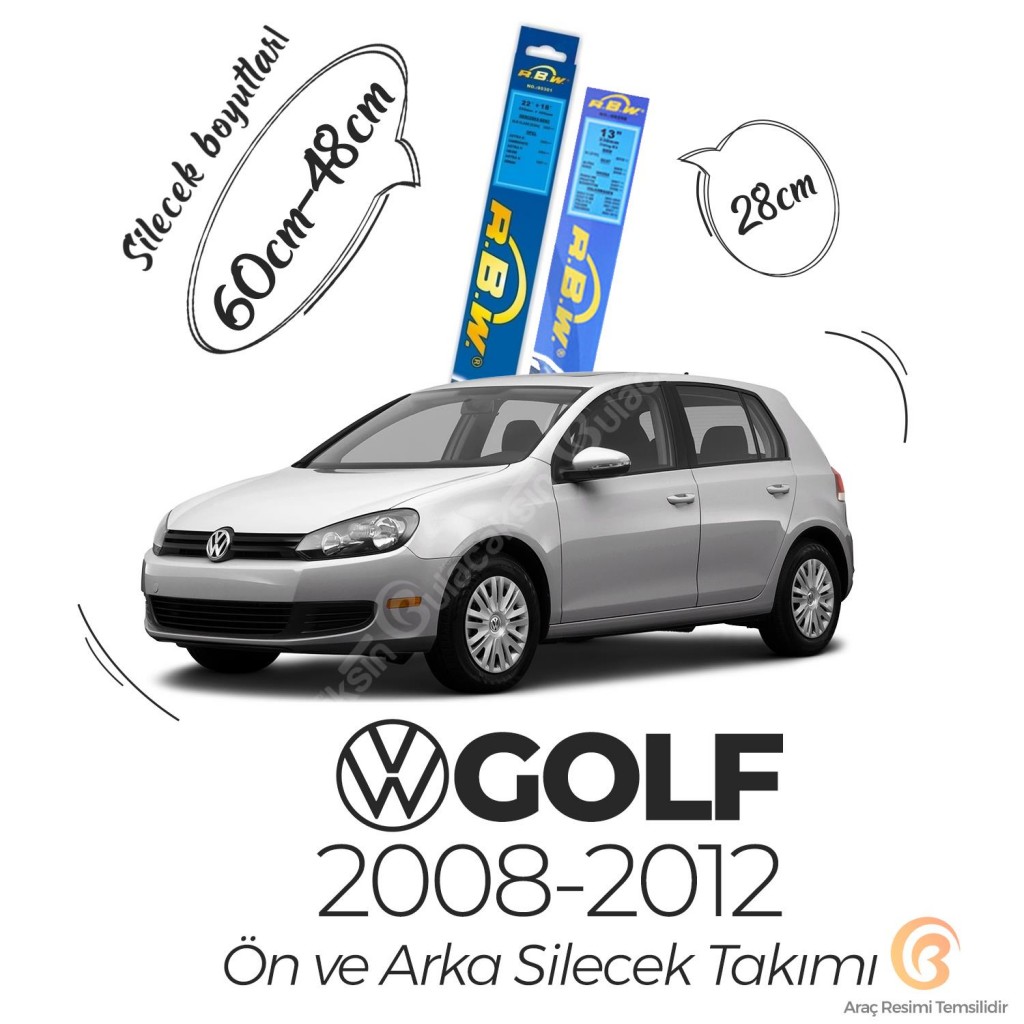 Volkswagen Golf 6 Ön Ve Arka Silecek Seti (2008-2012) Rbw