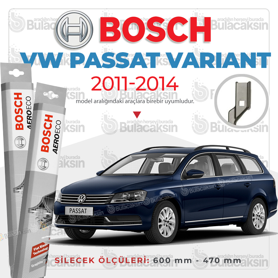 Volkswagen Passat Variant Muz Silecek Takımı (2011-2014) Bosch Aeroeco