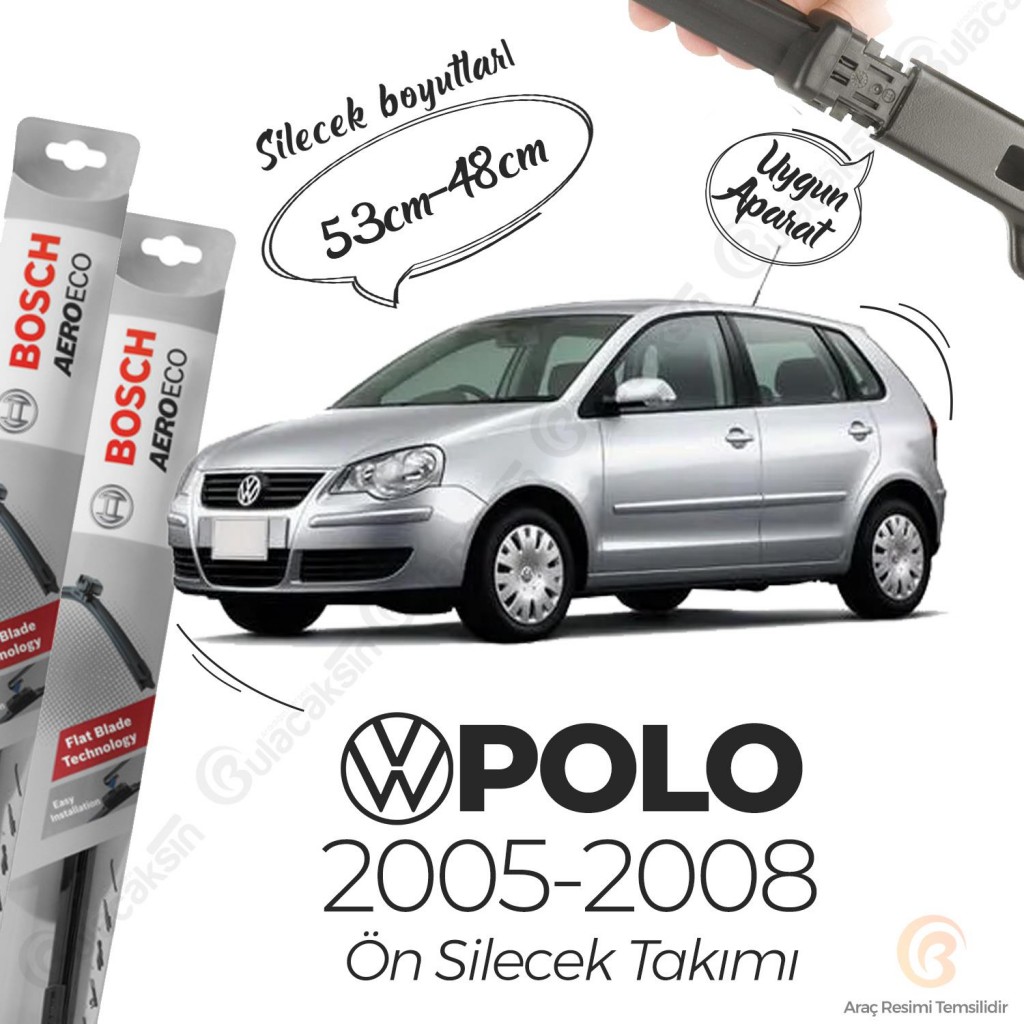 Volkswagen Polo Muz Silecek Takımı (2005-2008) Bosch Aeroeco