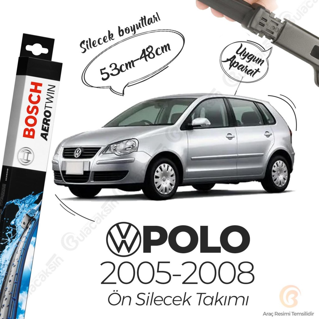 Volkswagen Polo Muz Silecek Takımı (2005-2008) Bosch Aerotwin