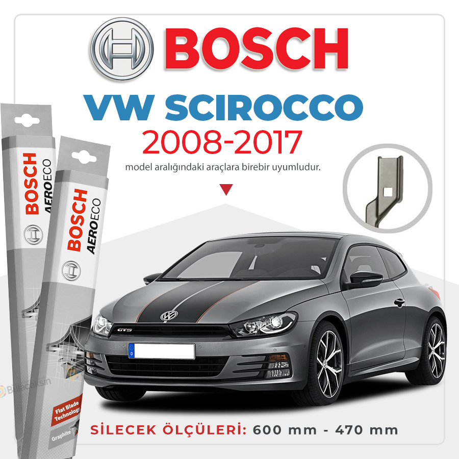 Volkswagen Scirocco Muz Silecek Takımı (2008-2017) Bosch Aeroeco