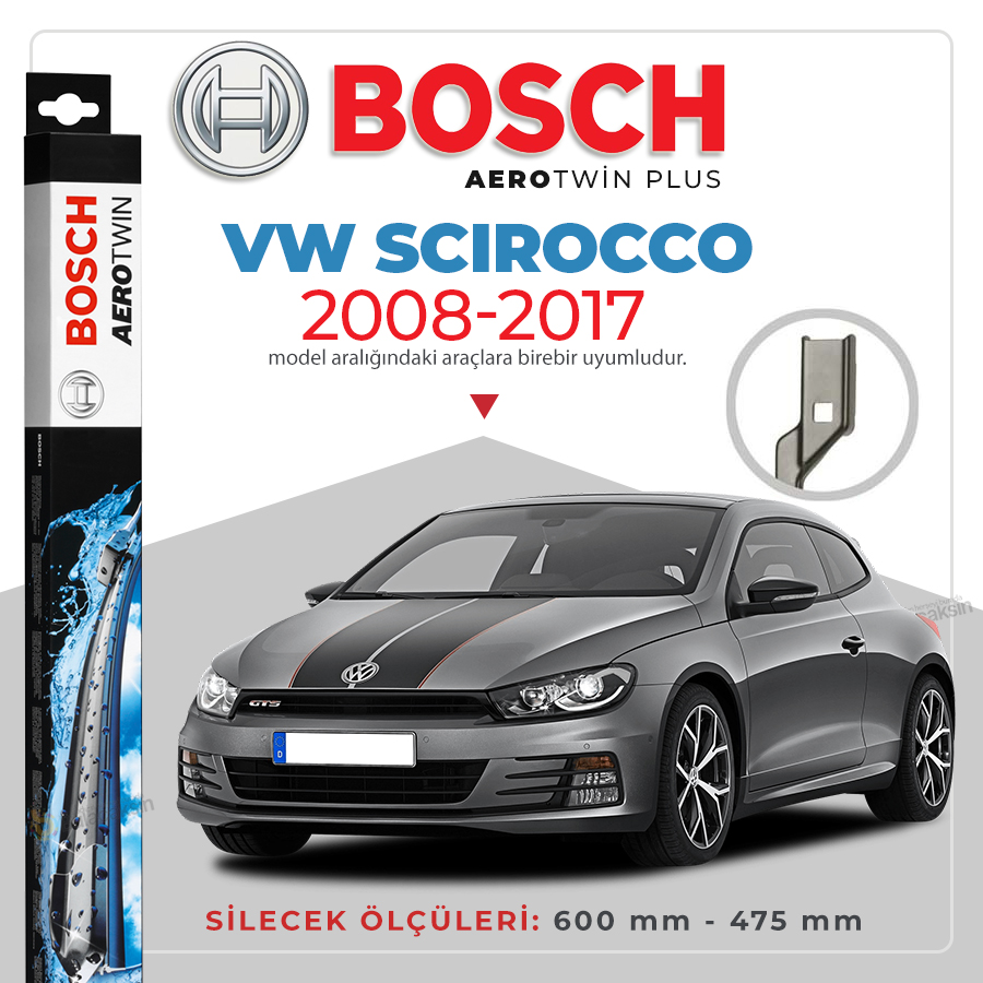 Vw Scirocco Muz Silecek Takımı (2008-2017) Bosch Aerotwin