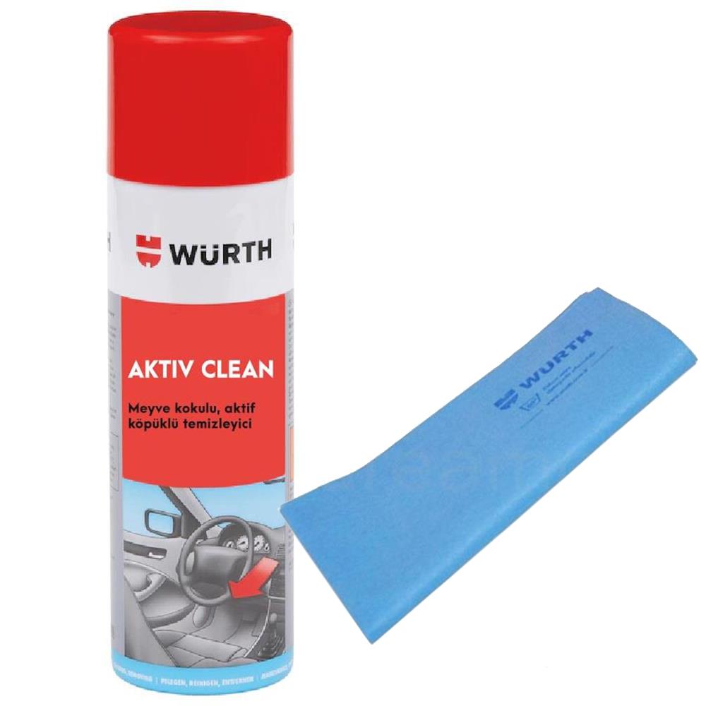 Würth Activ Clean Temizleme Köpüğü 500Ml + Güderi Bez Mavi 130Gr