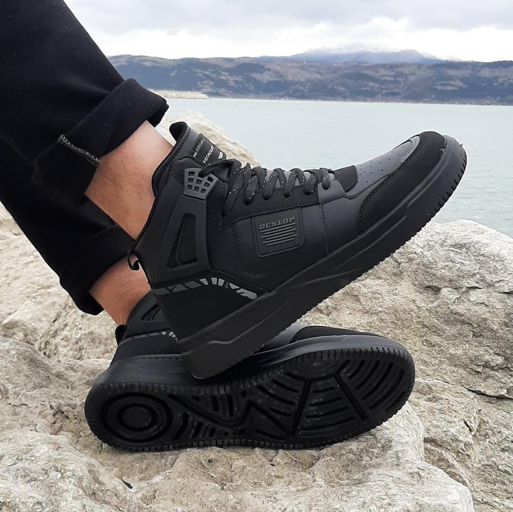 Dunlop 2238-2243 Siyah, Fuspetli Ortapedik Boğazlı  Basket Spor Ayakkabı