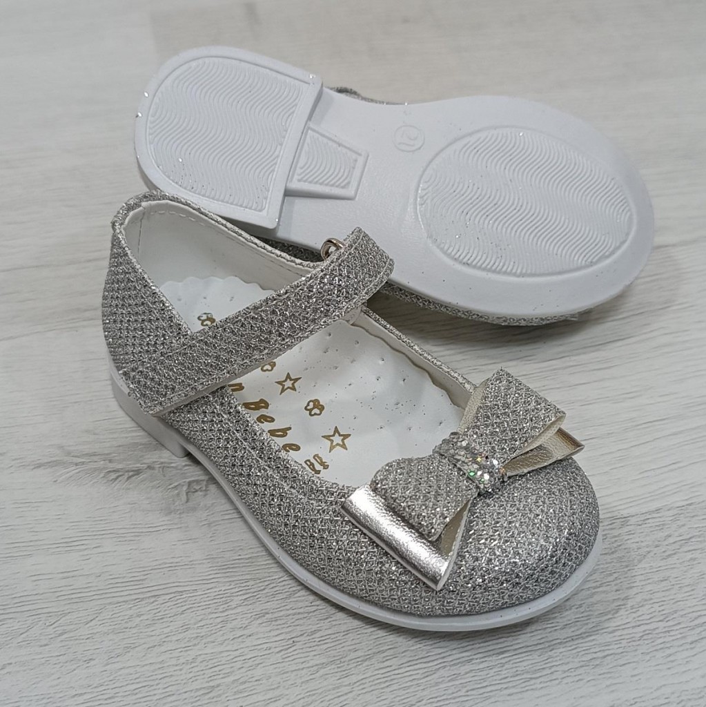 Fiyra 8008 Gümüş Simli Cırtlı El Yapımı Ortapedik Kız Bebe Babet Ayakkabı