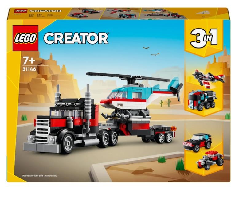 Lego Creator 31146 Helikopterli Açık Kasa Kamyon