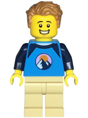 Lego Minifigür Creator Male, Dark Azure And Dark Blue Shirt With Mountains Twn474