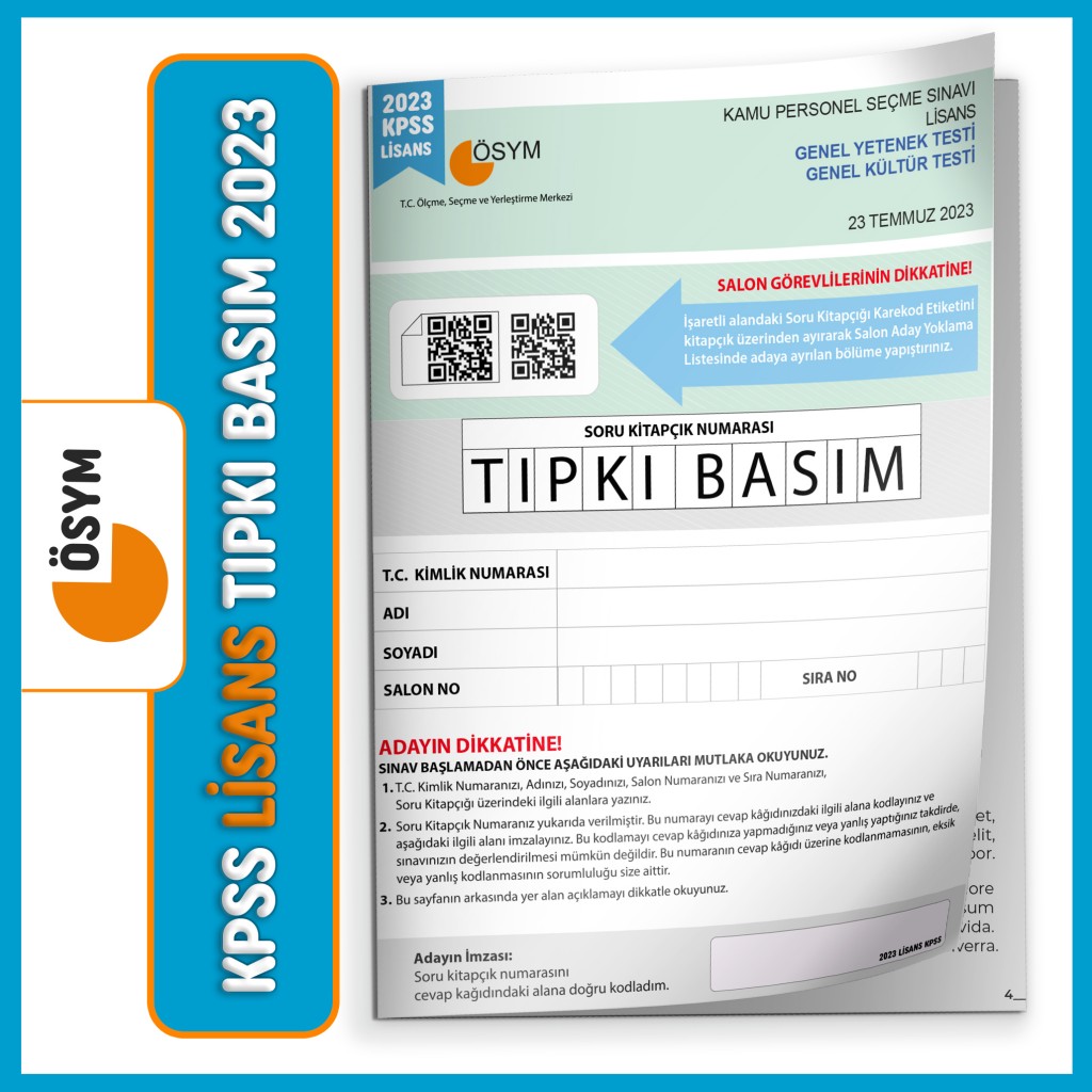 2024 Kpss Lisans Gy-Gk Ösym Çıkmış Soru Tıpkı Basım Türkiye Geneli D.çözümlü Deneme Sınavı Kitapçığı