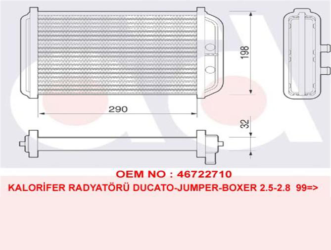 Kalori̇fer Radyatörü 346285 Jumper Boxer Ducato 99>06