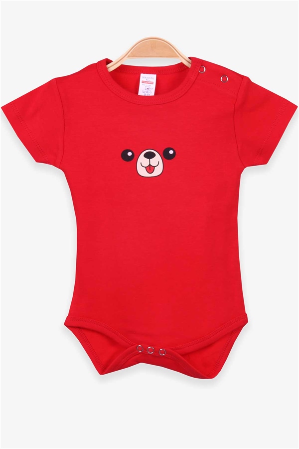 Erkek Bebek Çıtçıtlı Body Baskılı Kırmızı Soft Giyim (9 Ay-2 Yaş)