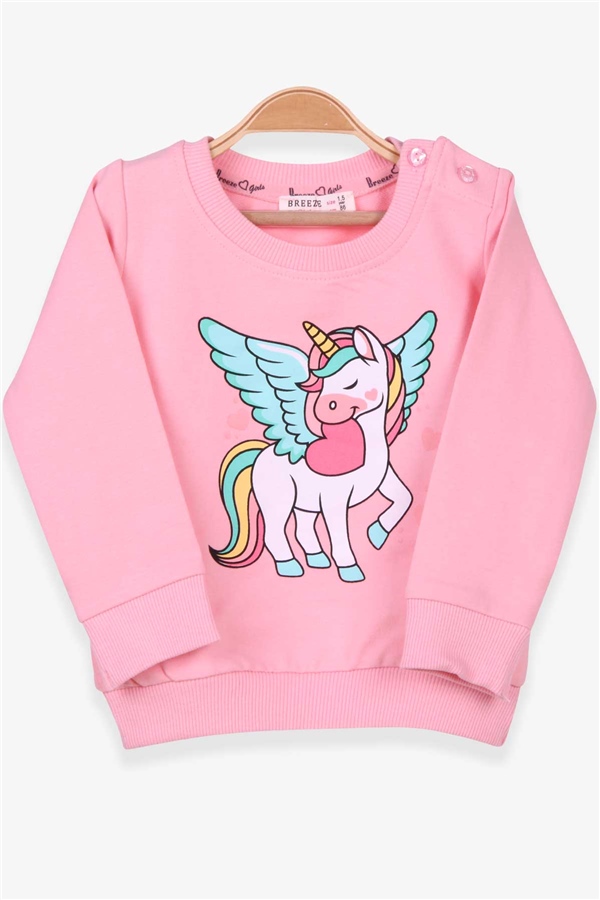 Kız Çocuk Breeze Sweatshirt Unicorn Baskılı Pudra (1.5-5 Yaş)