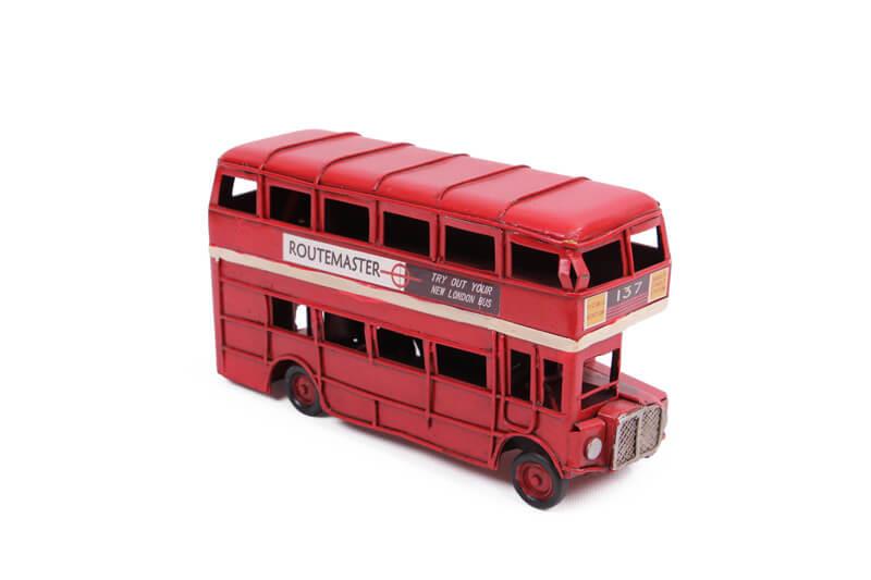 Dekoratif Metal Araba Londra Şehir Otobüsü Vintage Hediyelik