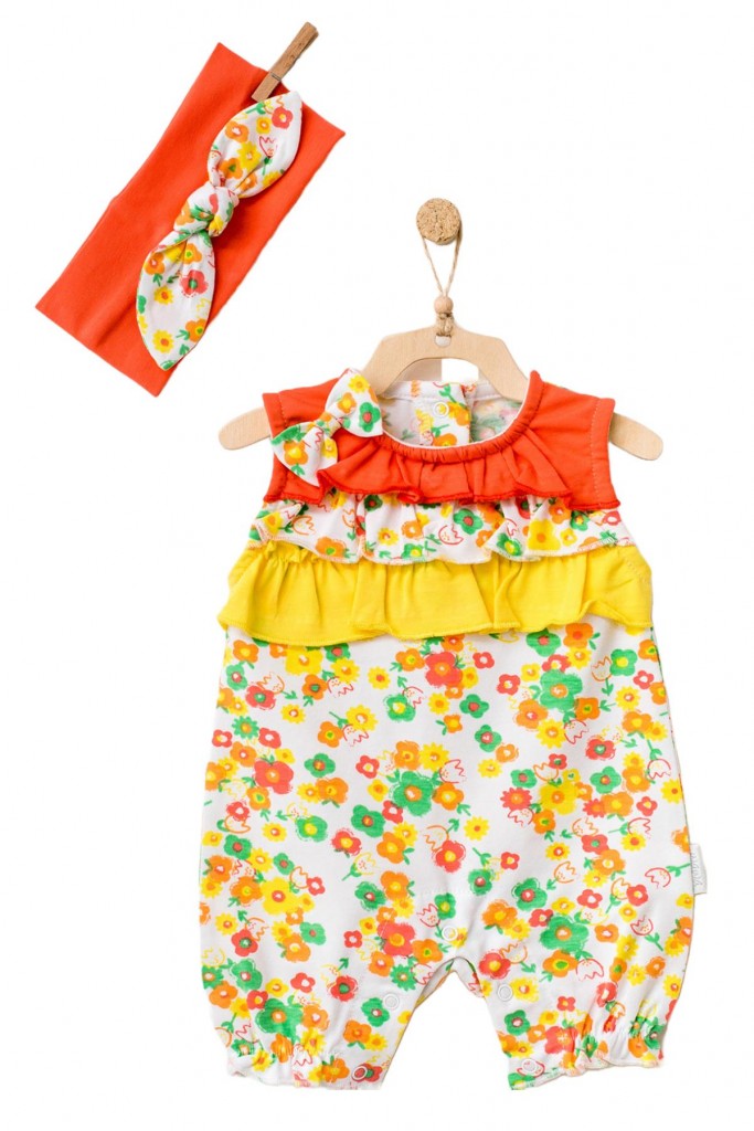 Andywawa Kız Bebek Çıtçıtlı Fiyonk Detaylı Renkli Tulum Ac21832Rep