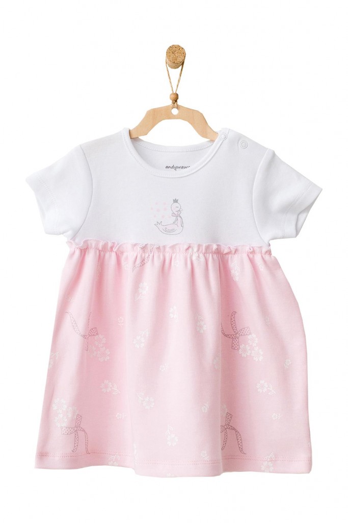 Andywawa Kız Bebek Ördek Desenli Pembe Elbise Ac21802R