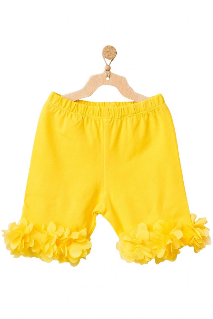 Andywawa Kız Bebek Paçaları Tüllü Sarı Renk Şort Ac21849R