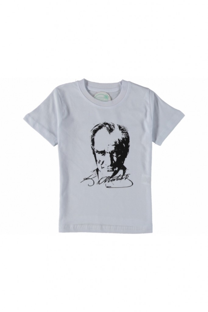 Erkek Çocuk / Kız Çocuk Önü Atatürk Arkası Atatürk İmzalı Kısa Kol Tişört