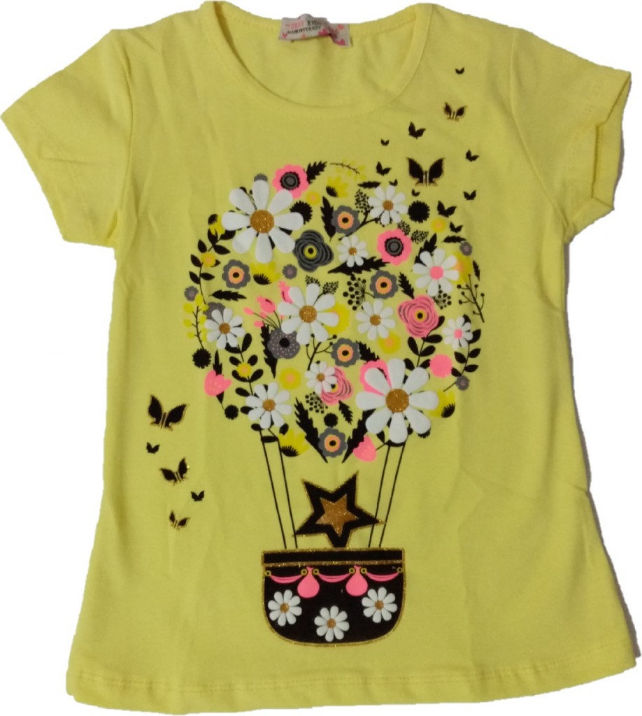 Kız Çocuk Çiçek Desenli Tişört