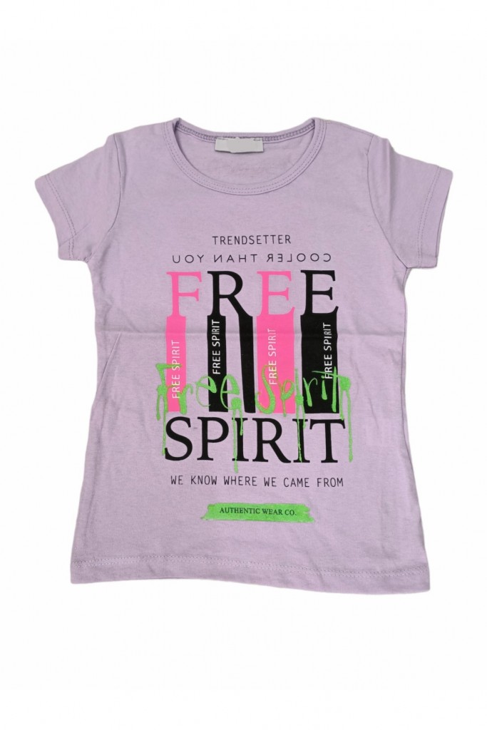 Kız Çocuk Free Spirit  Yazı Desenli Tişört