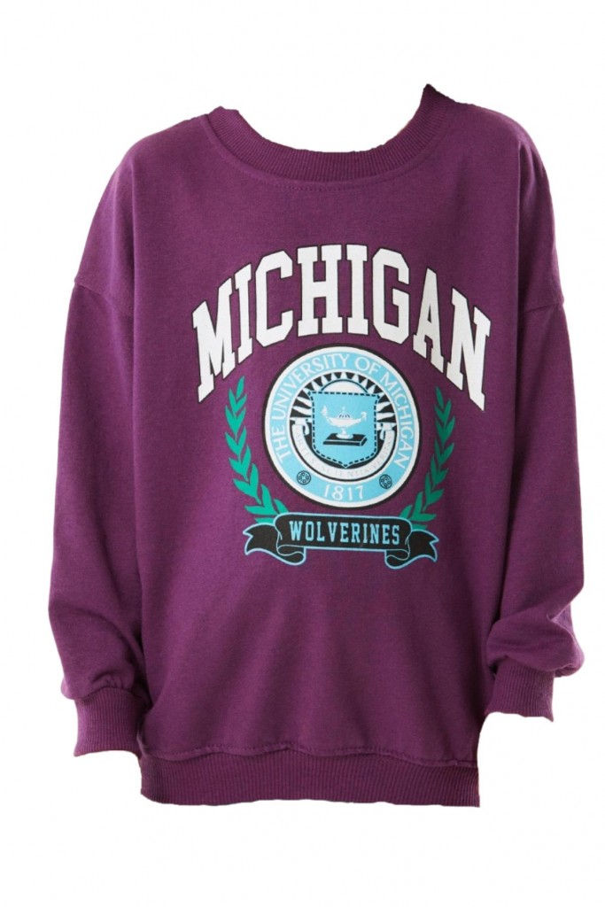 Kız Çocuk Michigan Yazı Desenli Mevsimlik Sweatshirt