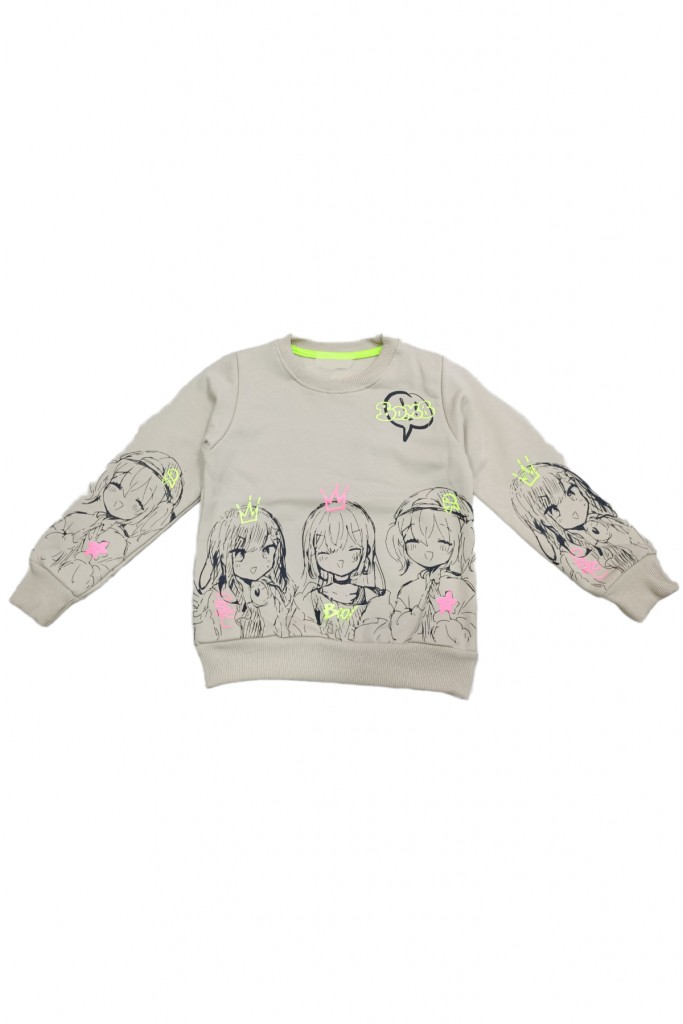 Kız Çocuk Önü Ve Kolları Kız Desenli Sweatshirt