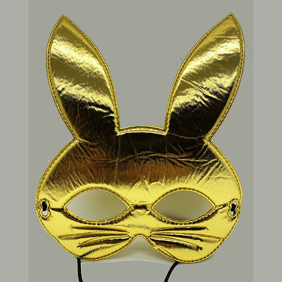 Altın Renk Kumaş Malzemeden İmal Tavşan Maskesi 25X17 Cm