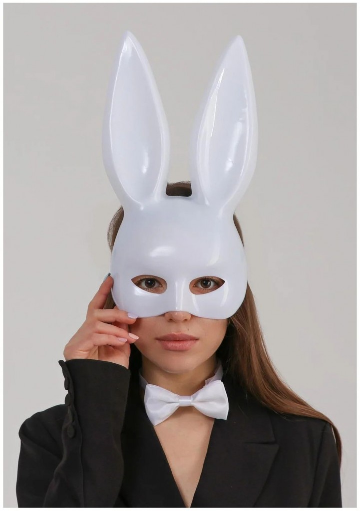 Beyaz Renk Ekstra Lüks Uzun Kulaklı Tavşan Maskesi 35X16 Cm