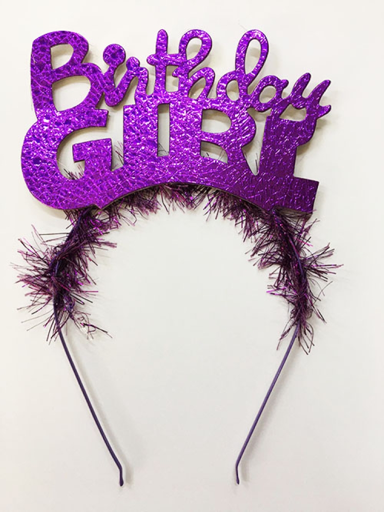Birthday Girl Yazılı Metalize Parti Tacı Mor Renk