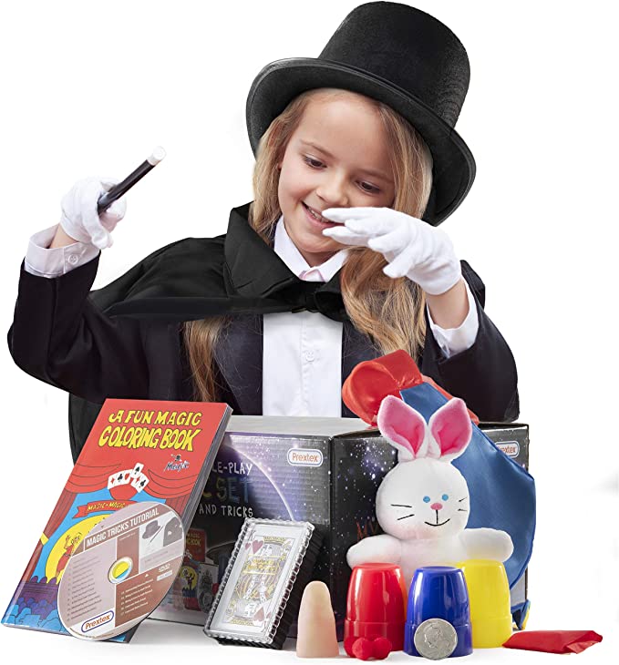 Çocuk Boy Siyah Sihirbaz Pelerini Siyah Sihirbaz Şapkası Ve 7 Parça Sihirbazlık Oyunları