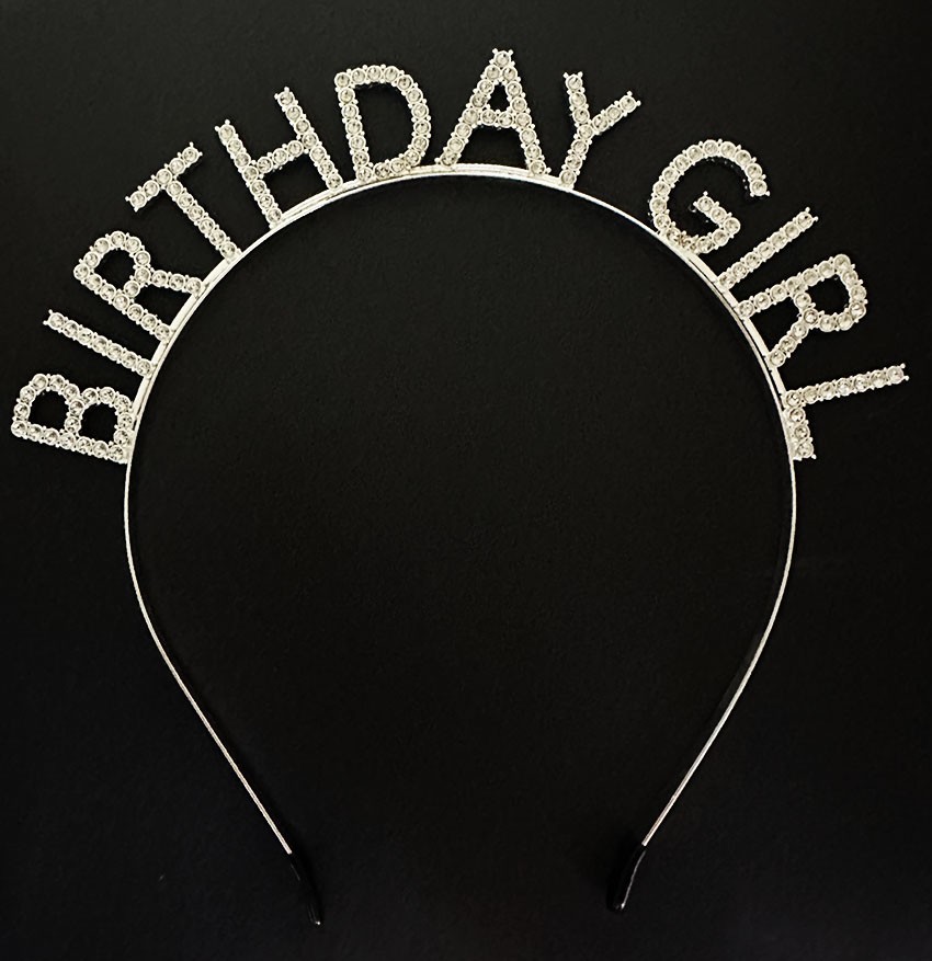 Gümüş Kristal Taşlı Birthday Girl Doğum Günü Tacı İthal Ürün A Kalite 17X16 Cm